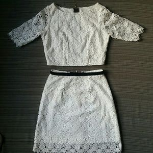 Ivory crop top and skirt set